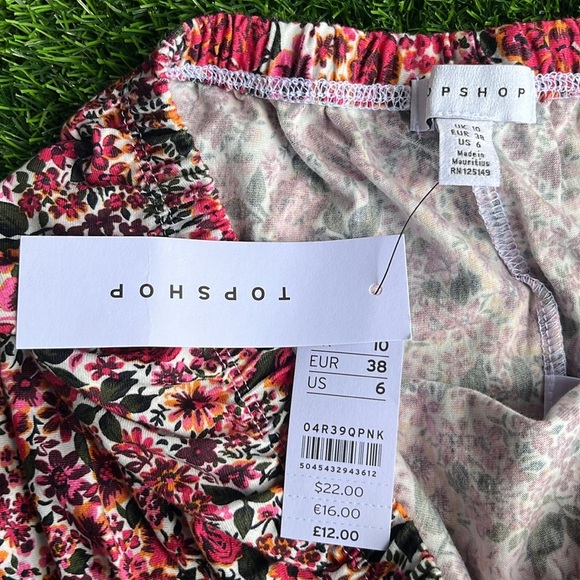 TOPSHOP Floral Print Bandeau Top size 6 - Picture 8 of 9